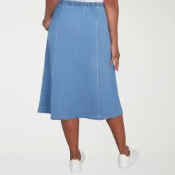 Alfred Dunner Classics Womens High Low Denim Skirt