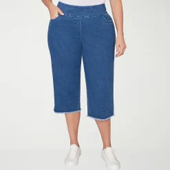 Alfred Dunner Classics Womens Plus Mid Rise Stretch Fabric Capri Jean