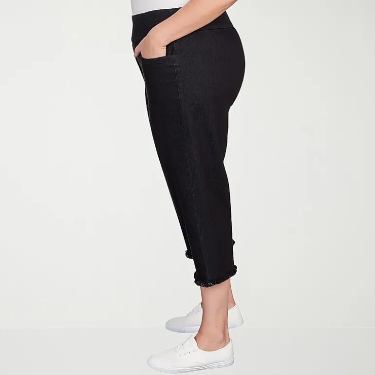 Alfred Dunner Classics Womens Plus Mid Rise Stretch Fabric Capri Jean