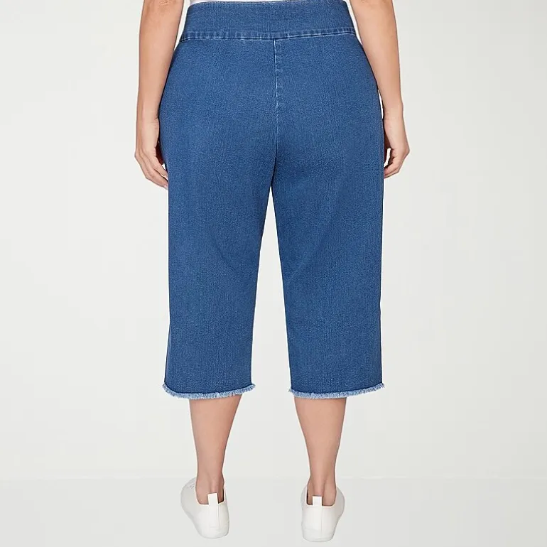 Alfred Dunner Classics Womens Plus Mid Rise Stretch Fabric Capri Jean