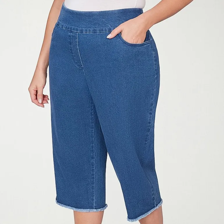 Alfred Dunner Classics Womens Plus Mid Rise Stretch Fabric Capri Jean
