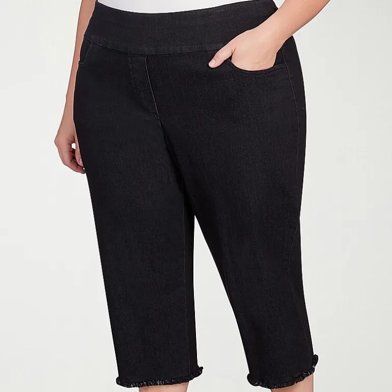 Alfred Dunner Classics Womens Plus Mid Rise Stretch Fabric Capri Jean