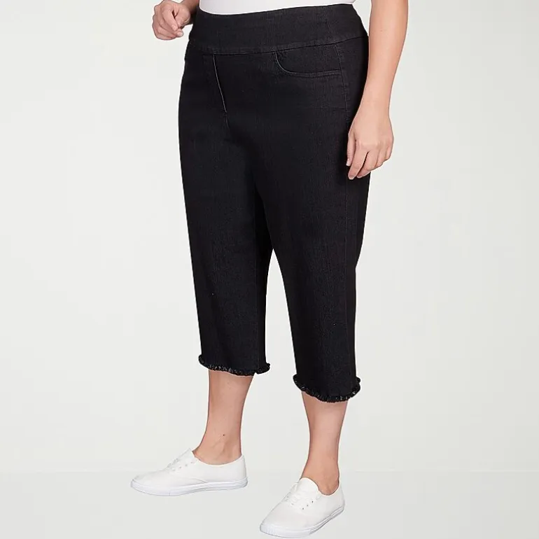 Alfred Dunner Classics Womens Plus Mid Rise Stretch Fabric Capri Jean