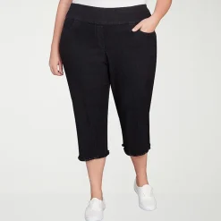 Alfred Dunner Classics Womens Plus Mid Rise Stretch Fabric Capri Jean