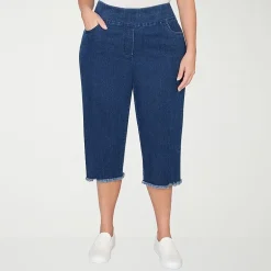 Alfred Dunner Classics Womens Plus Mid Rise Stretch Fabric Capri Jean