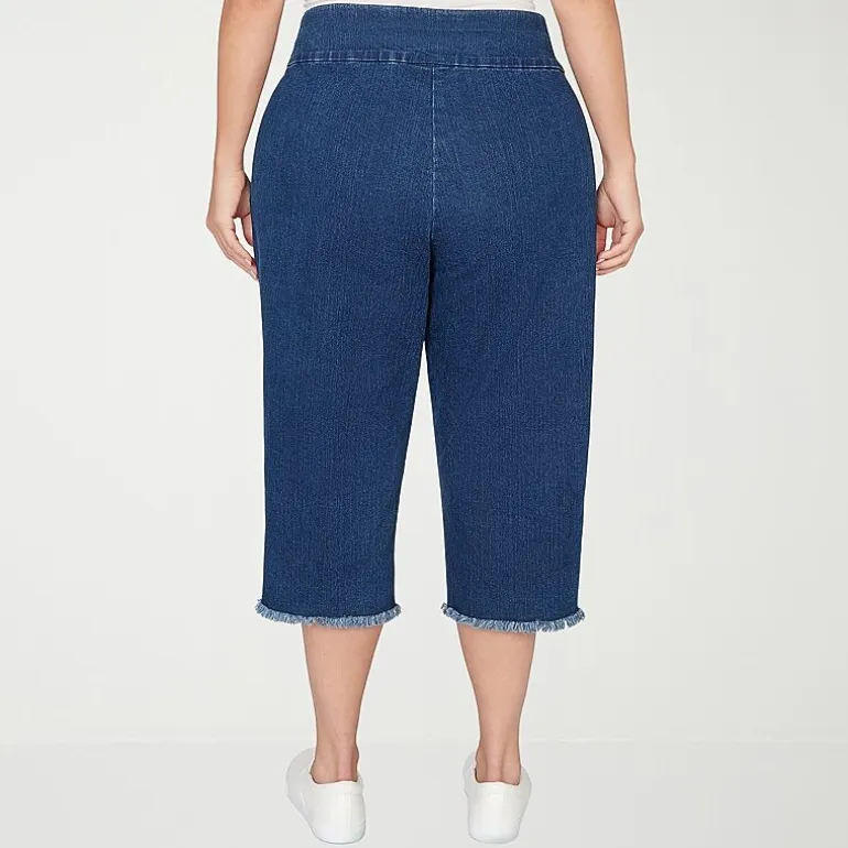Alfred Dunner Classics Womens Plus Mid Rise Stretch Fabric Capri Jean