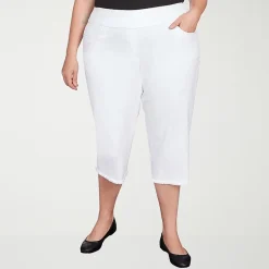 Alfred Dunner Classics Womens Plus Mid Rise Stretch Fabric Capri Jean
