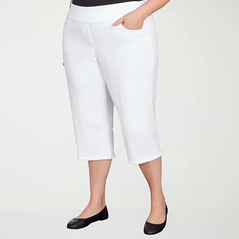 Alfred Dunner Classics Womens Plus Mid Rise Stretch Fabric Capri Jean