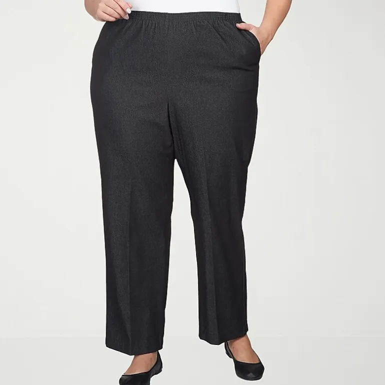 Alfred Dunner Classics Womens Mid Rise Stretch Fabric Straight Leg Jean