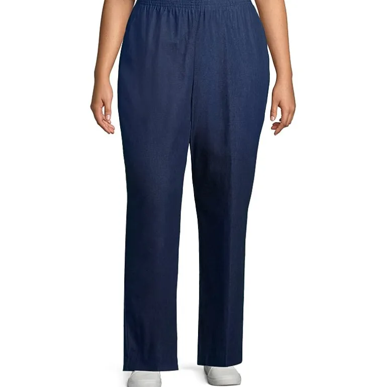 Alfred Dunner Classics Womens Mid Rise Stretch Fabric Straight Leg Jean