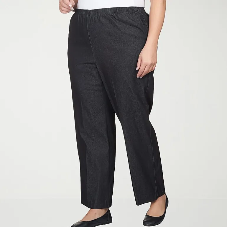 Alfred Dunner Classics Womens Mid Rise Stretch Fabric Straight Leg Jean