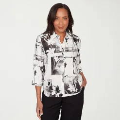 Alfred Dunner Crowd Pleaser Womens 3/4 Sleeve Blouse