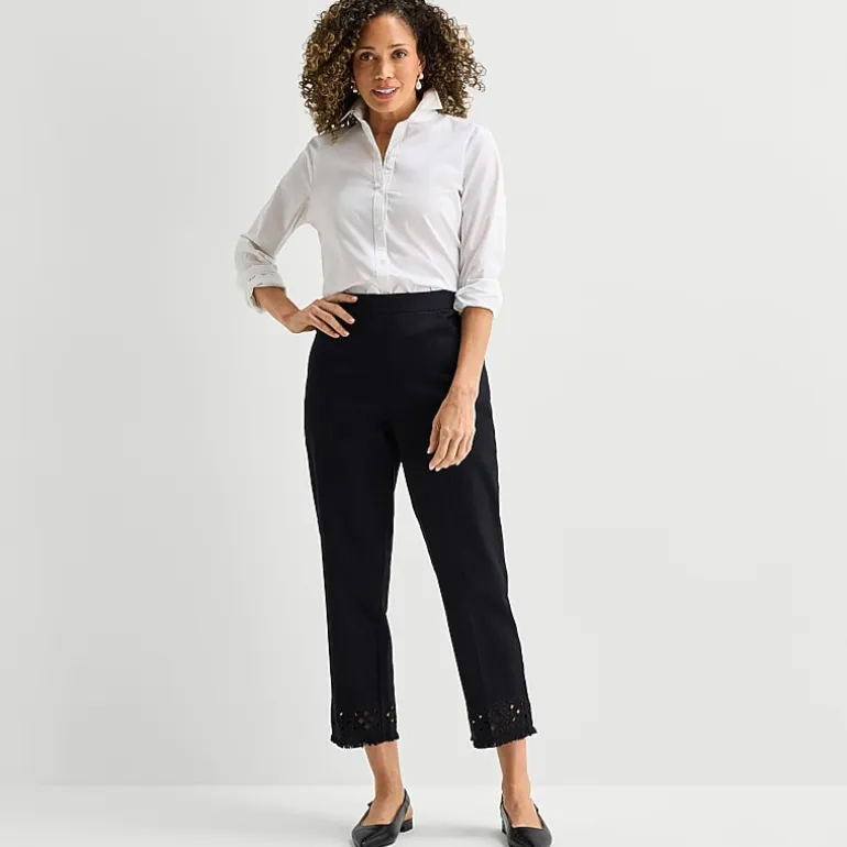 Alfred Dunner Detail Driven Womens Straight Ankle Pant