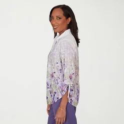 Alfred Dunner Grand Bazaar Womens 3/4 Sleeve Blouse