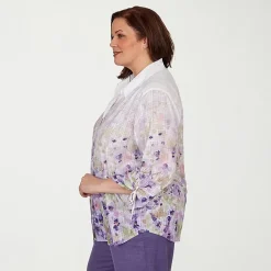 Alfred Dunner Grand Bazaar Womens Plus 3/4 Sleeve Blouse