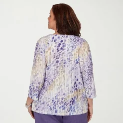 Alfred Dunner Grand Bazaar Womens Plus Crew Neck 3/4 Sleeve T-Shirt