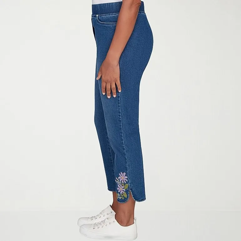 Alfred Dunner Hilton Head Womens Stretch Fabric Straight Leg Jean