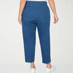 Alfred Dunner Hilton Head Womens Mid Rise Stretch Fabric Straight Leg Jean