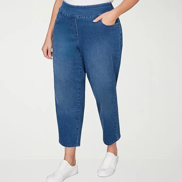 Alfred Dunner Hilton Head Womens Mid Rise Stretch Fabric Straight Leg Jean