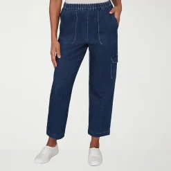 Alfred Dunner Indigo Girls Womens Mid Rise Cropped Pant
