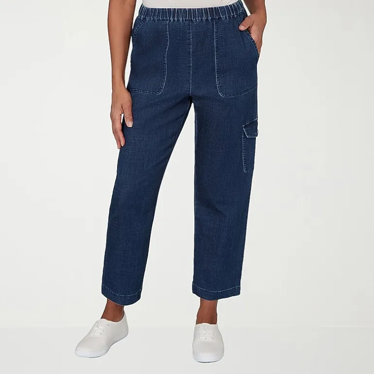 Alfred Dunner Indigo Girls Womens Mid Rise Cropped Pant