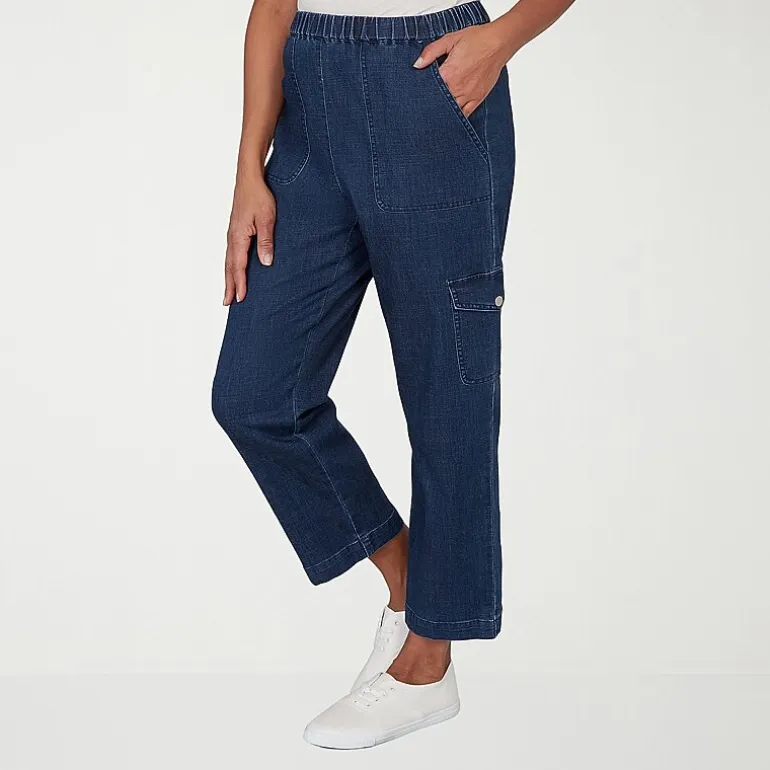 Alfred Dunner Indigo Girls Womens Mid Rise Cropped Pant