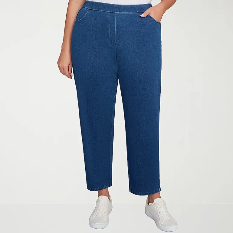 Alfred Dunner Inidigo Girls Womens Mid Rise Straight Leg Jean