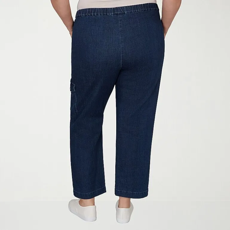 Alfred Dunner Inidigo Girls Womens Plus Straight Mid Rise Cropped Pant
