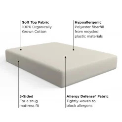 Allerease 100% Organically Grown Cotton Top Mattress Pad