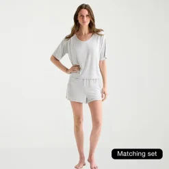 Ambrielle Dream Cool Womens V Neck Short Sleeve Pajama Top
