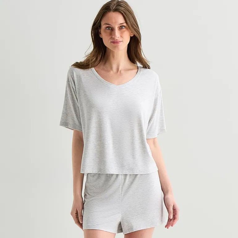 Ambrielle Dream Cool Womens V Neck Short Sleeve Pajama Top