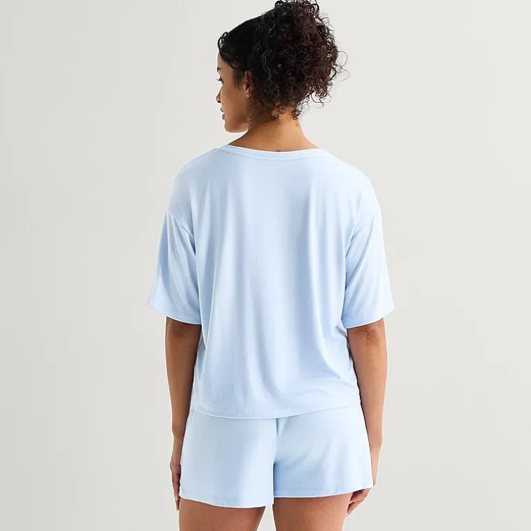 Ambrielle Dream Cool Womens V Neck Short Sleeve Pajama Top