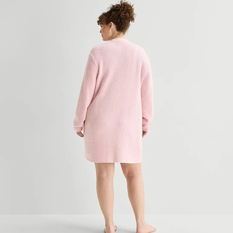Ambrielle Womens Plus Long Sleeve Mid Length Robe