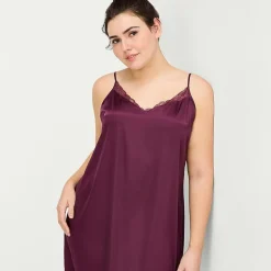 Ambrielle Womens Plus Satin Sleeveless V Neck Chemise