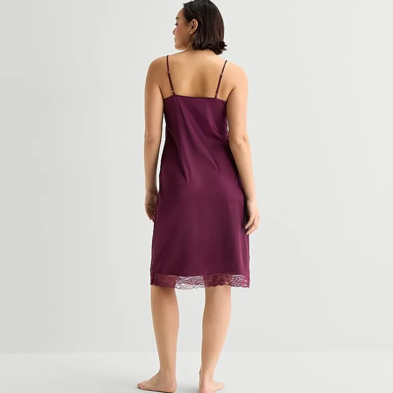 Ambrielle Womens Satin Sleeveless V Neck Chemise
