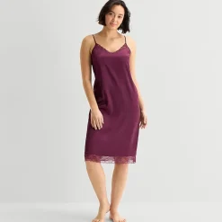 Ambrielle Womens Satin Sleeveless V Neck Chemise