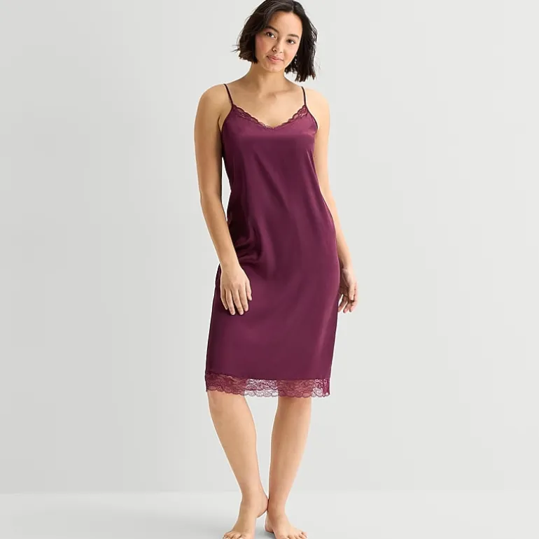 Ambrielle Womens Satin Sleeveless V Neck Chemise