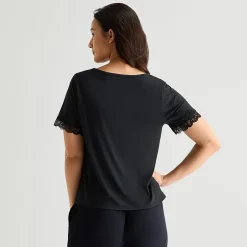 Ambrielle Womens Scoop Neck Short Sleeve Pajama Top
