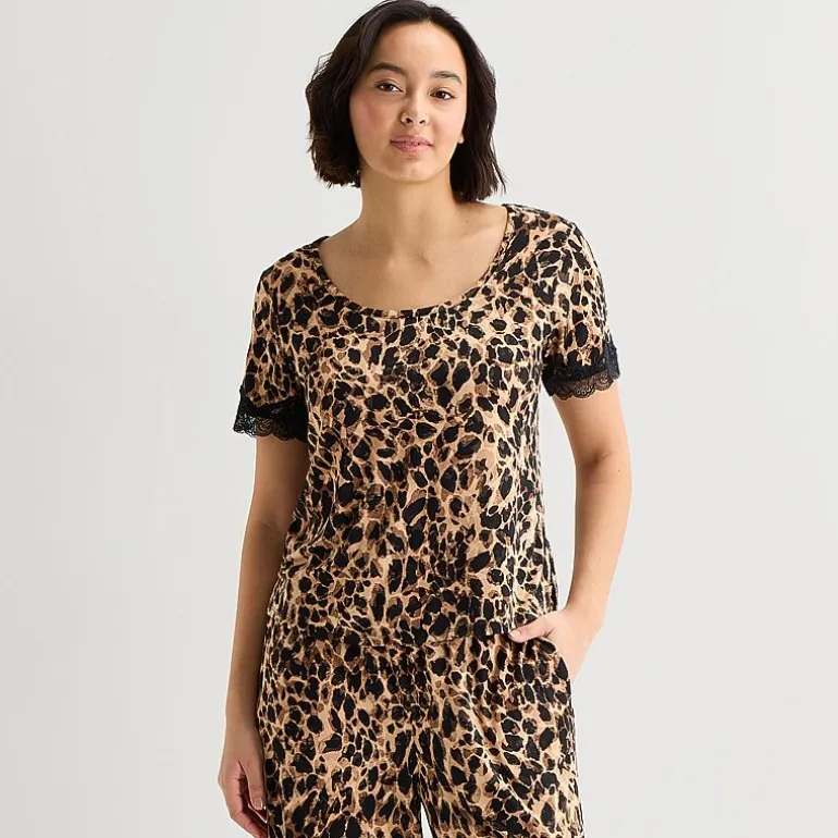 Ambrielle Womens Scoop Neck Short Sleeve Pajama Top