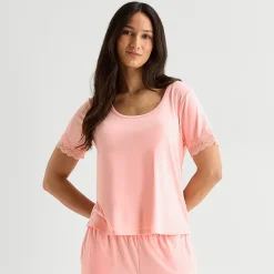 Ambrielle Womens Scoop Neck Short Sleeve Pajama Top