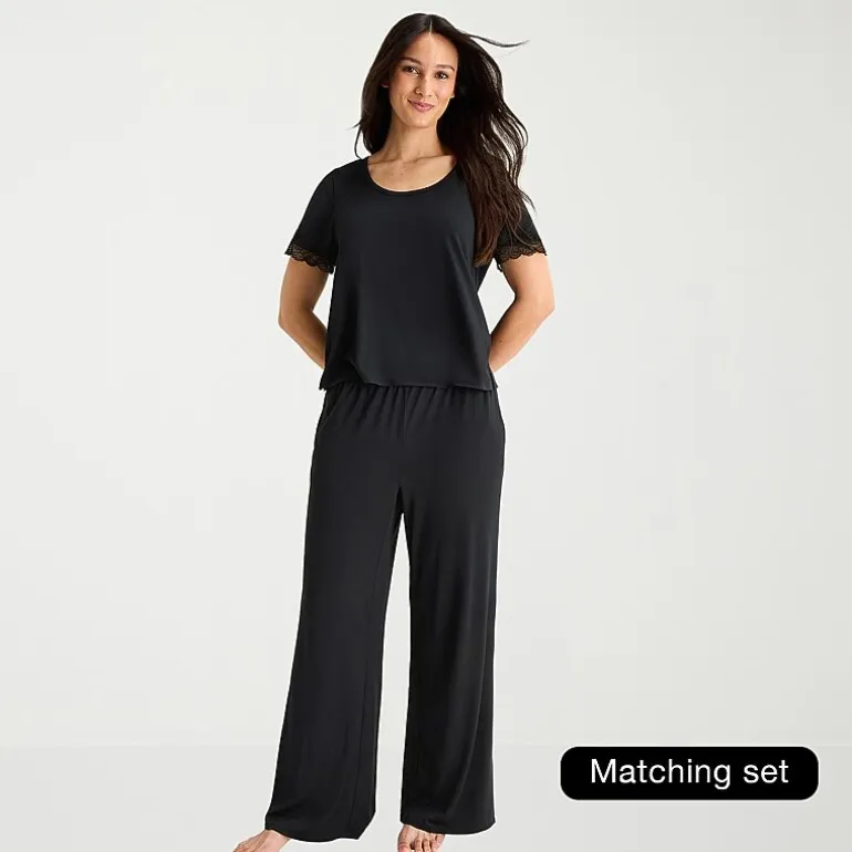 Ambrielle Womens Scoop Neck Short Sleeve Pajama Top