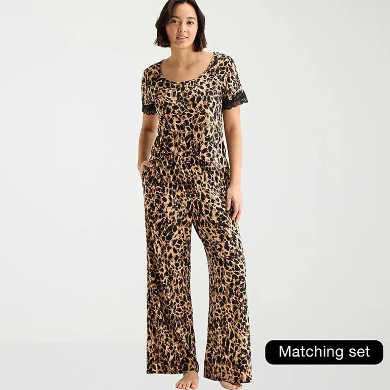Ambrielle Womens Scoop Neck Short Sleeve Pajama Top