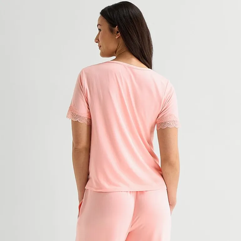 Ambrielle Womens Scoop Neck Short Sleeve Pajama Top