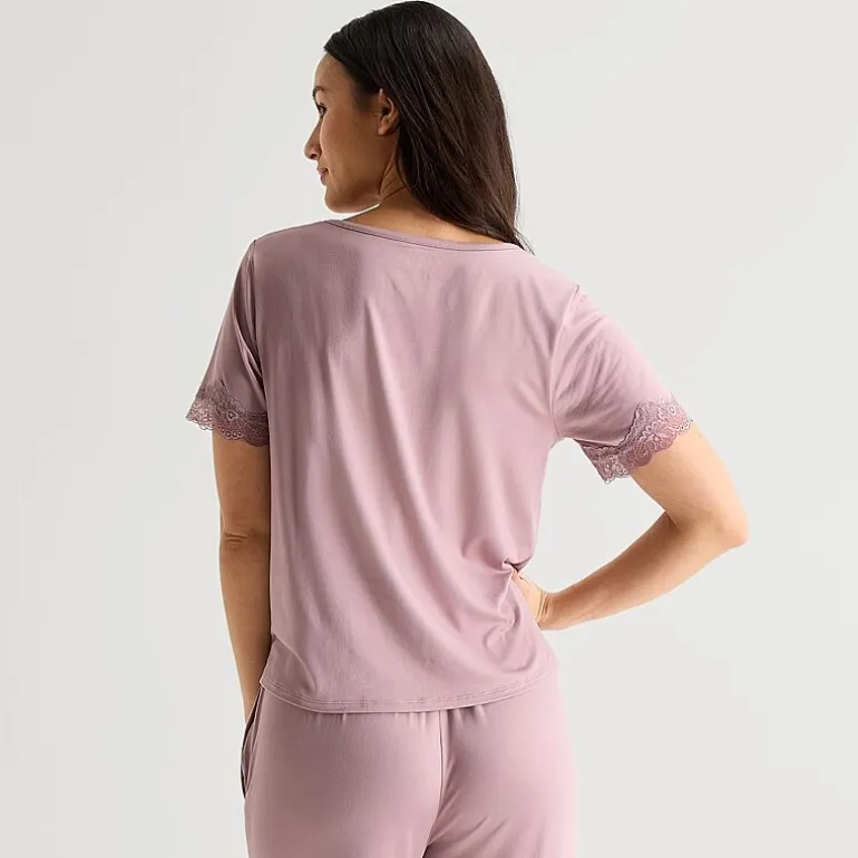 Ambrielle Womens Scoop Neck Short Sleeve Pajama Top