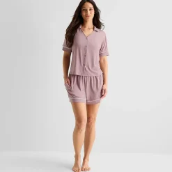 Ambrielle Womens Short Sleeve 2-pc. Pajama Set