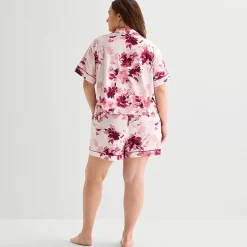Ambrielle Womens Short Sleeve 2-pc. Plus Pajama Set