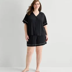 Ambrielle Womens Short Sleeve 2-pc. Plus Pajama Set