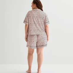 Ambrielle Womens Short Sleeve 2-pc. Plus Pajama Set
