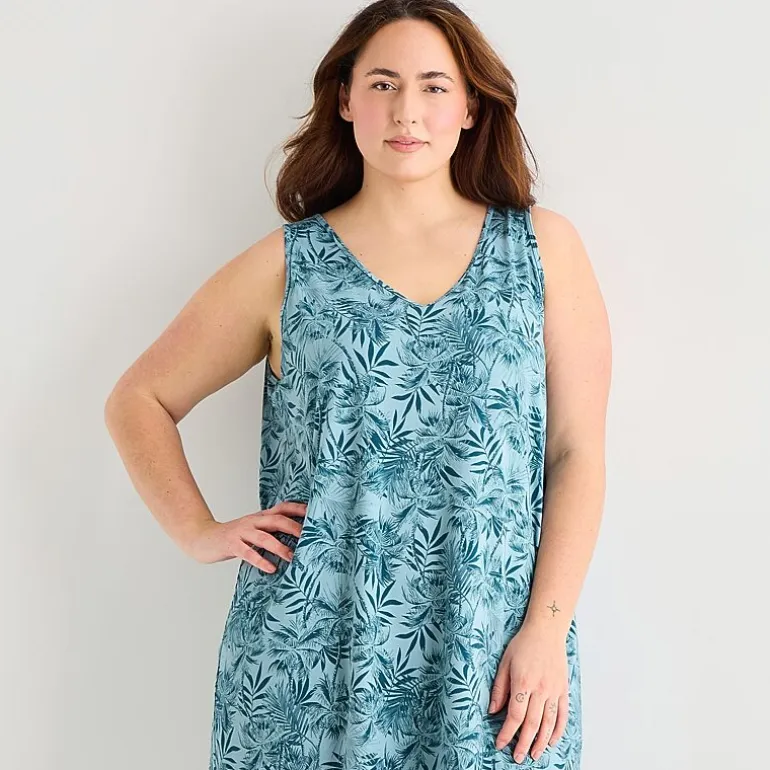 Ambrielle Womens Sleeveless V Neck Nightshirt