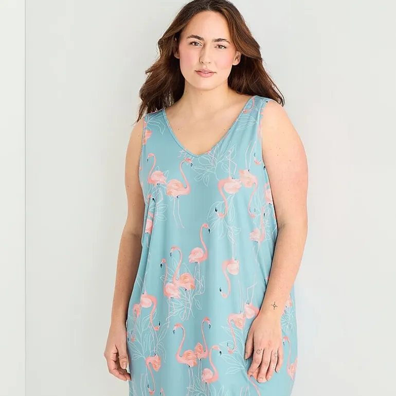 Ambrielle Womens Sleeveless V Neck Nightshirt